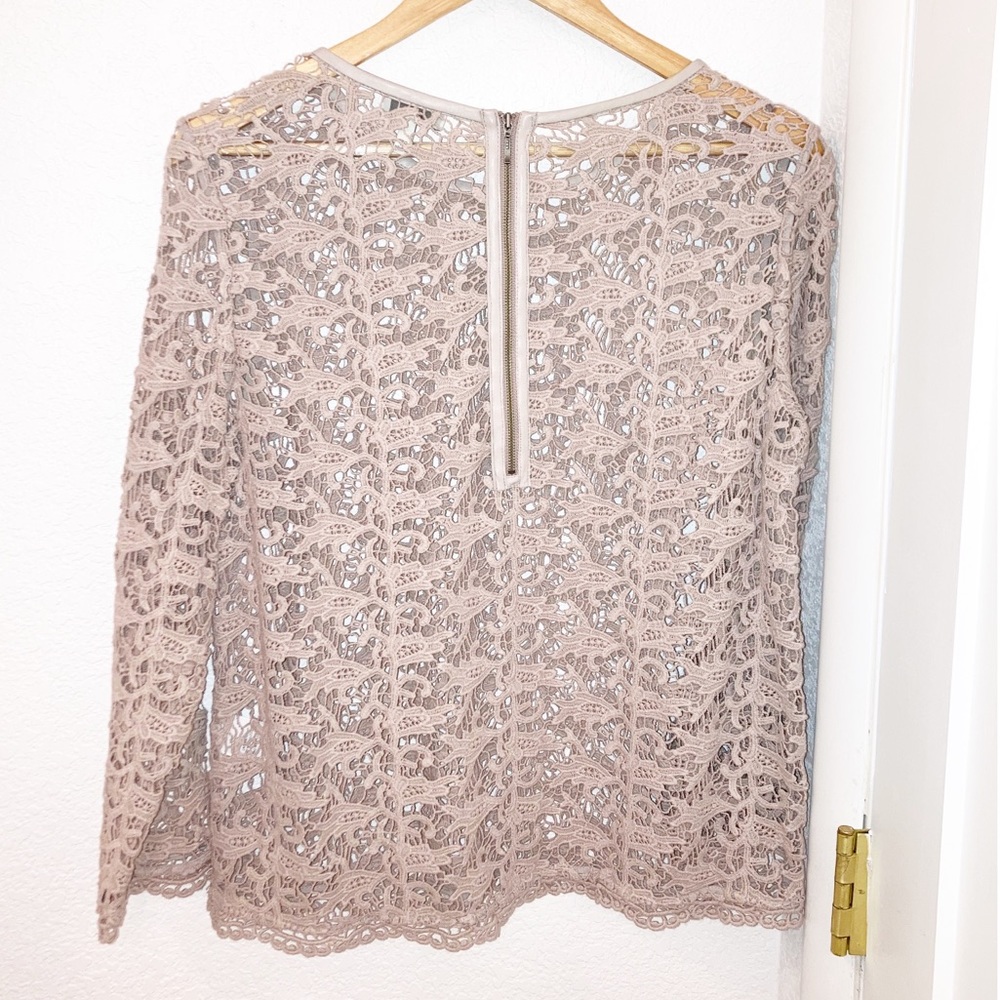 JOIE Antonia Lace & Leather Cotton Blouse Ecru SZ: Large - Picture 11 of 11